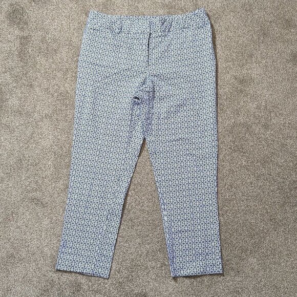 Women's COUNTERPARTS Blue/White, Front Zip, Casual Mid-Rise Pants; Size 10 - Picture 1 of 5